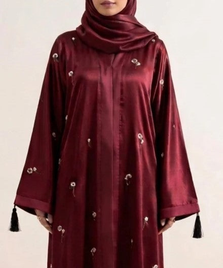 Sprinkles  embroidery open front abaya