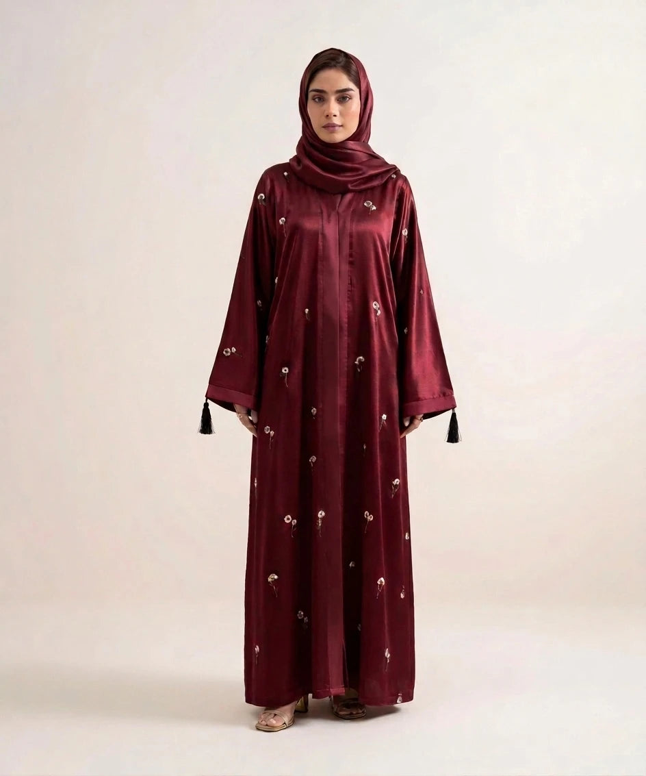 Sprinkles  embroidery open front abaya