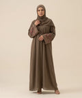 Abeer Beige open front abaya
