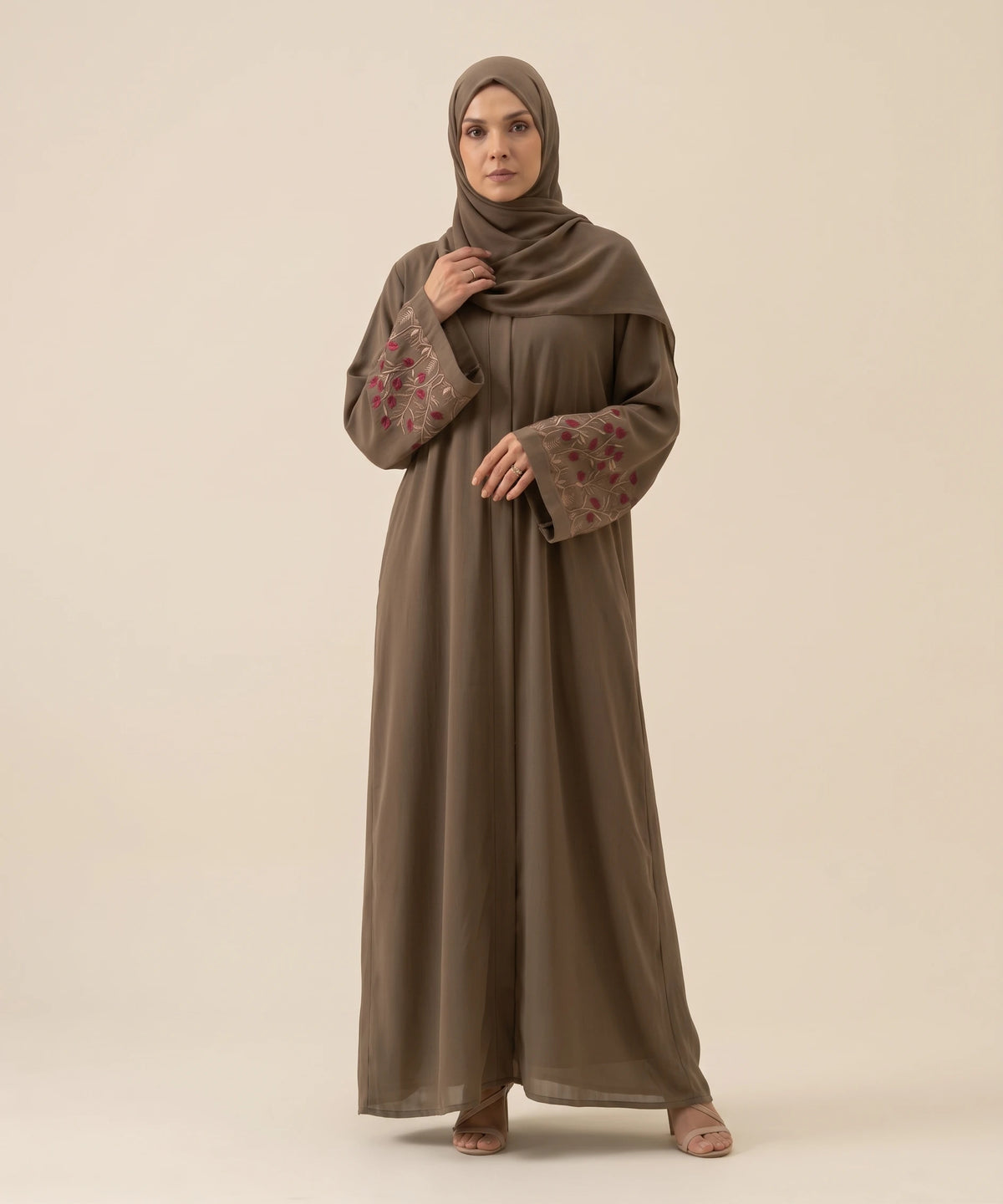 Abeer Beige open front abaya
