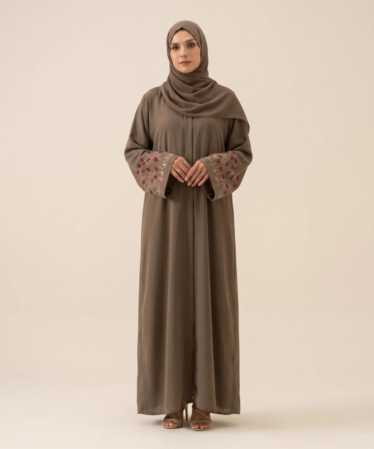 Abeer Beige open front abaya