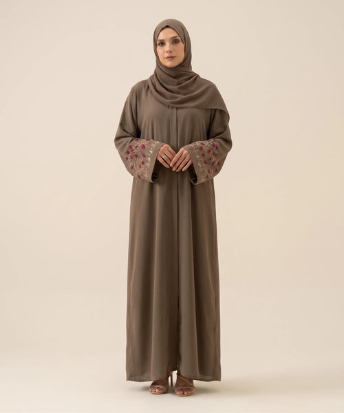 Abeer Beige open front abaya
