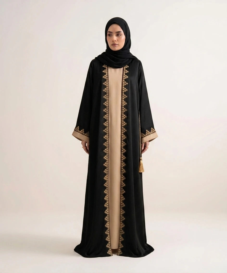 Heritage  Embroidered double upper abaya