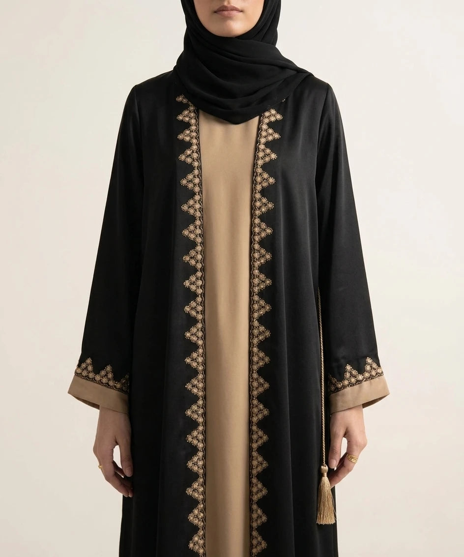 Heritage  Embroidered double upper abaya