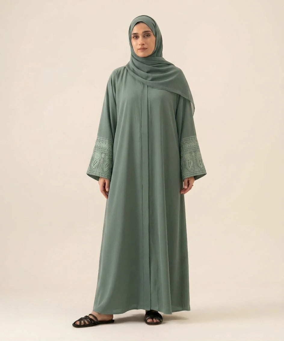 Amala embroidered open front abaya