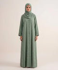Grid open front abaya