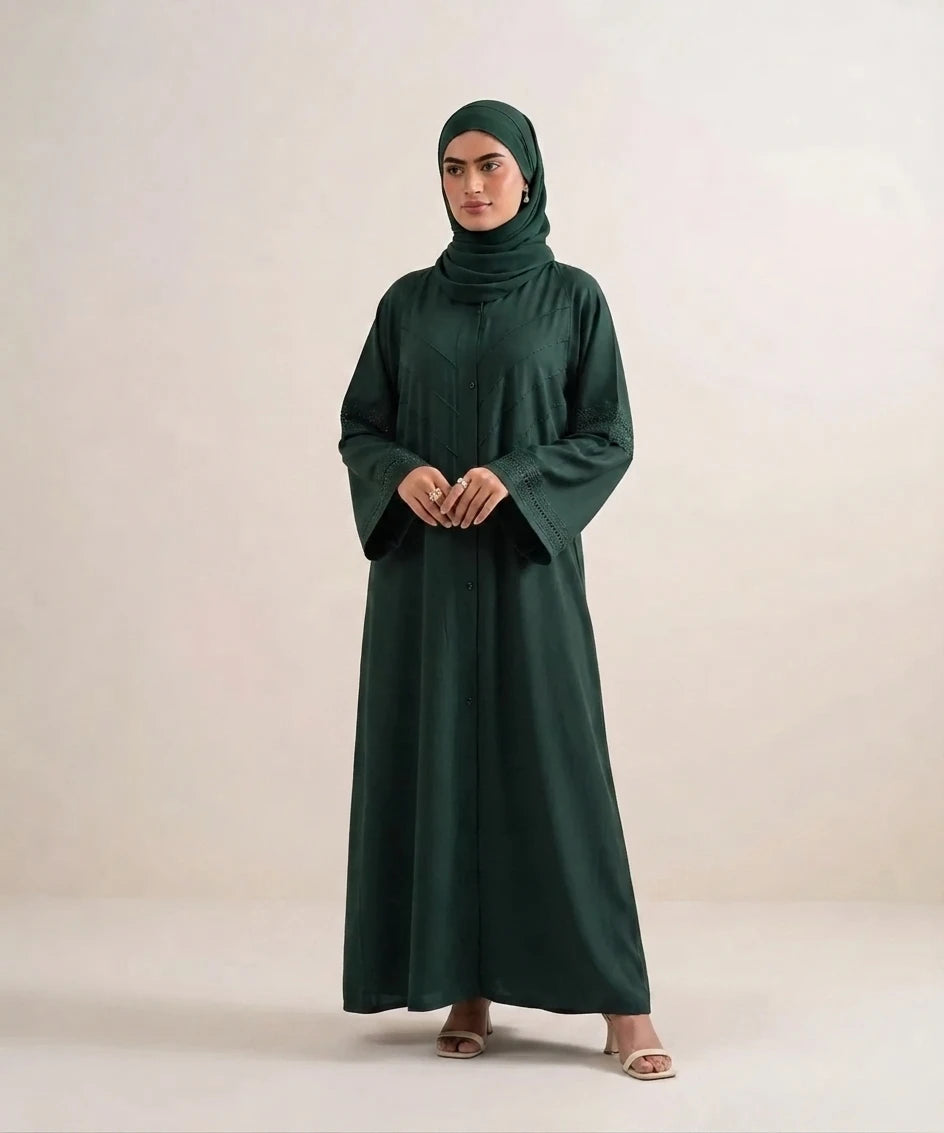 Tarkashi open front abaya.