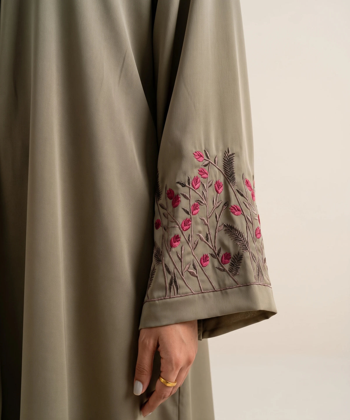Abeer Beige open front abaya