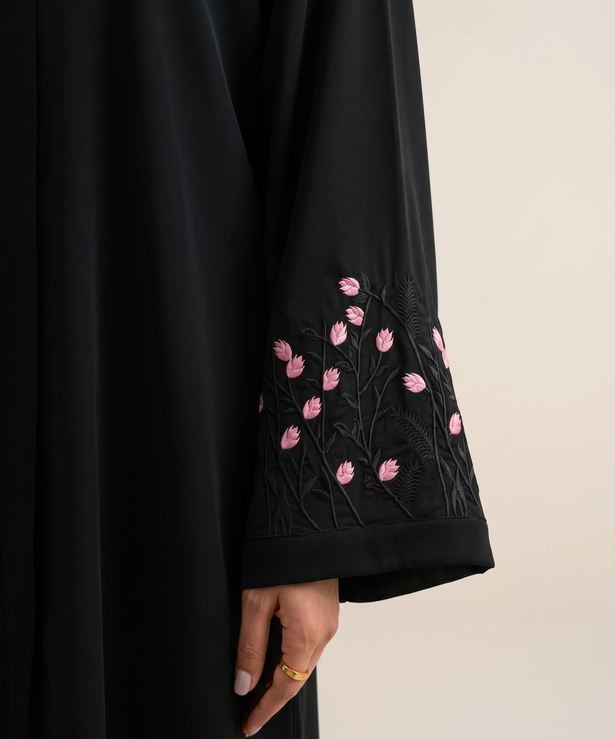 Abeer Black open front abaya
