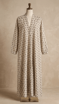 Grain printed open front abaya.