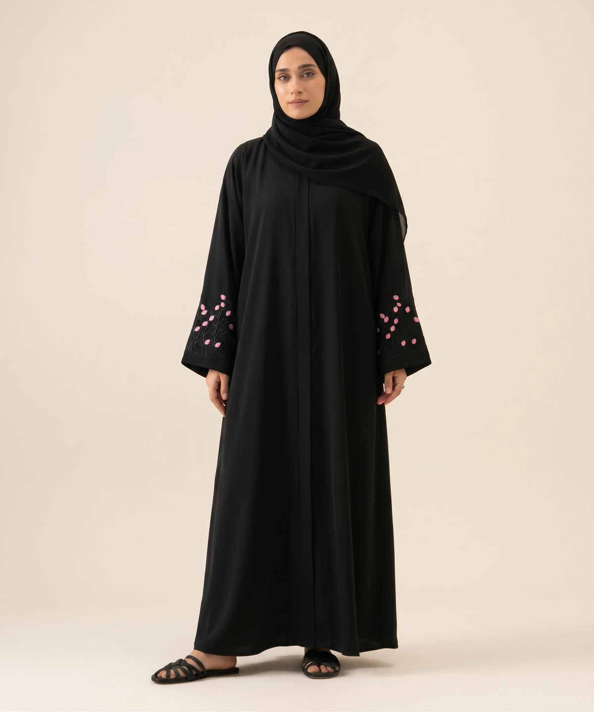 Abeer Black open front abaya