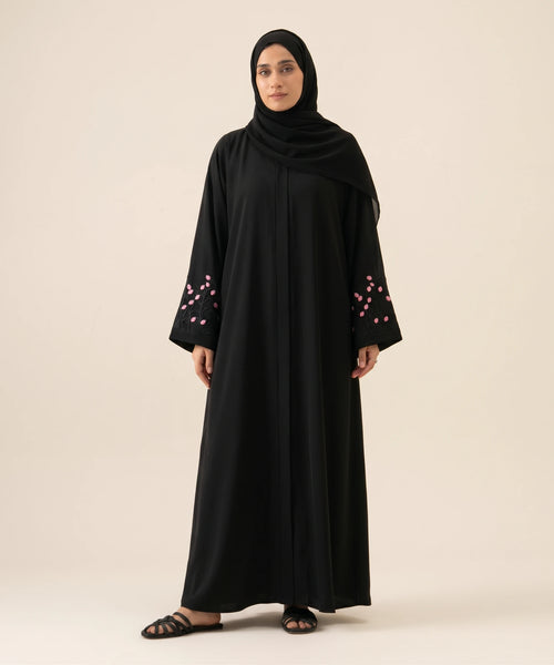 Abeer Black open front abaya