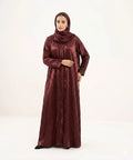 Red Ruby gemstone open front abaya.