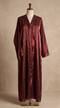 Red Ruby gemstone open front abaya.