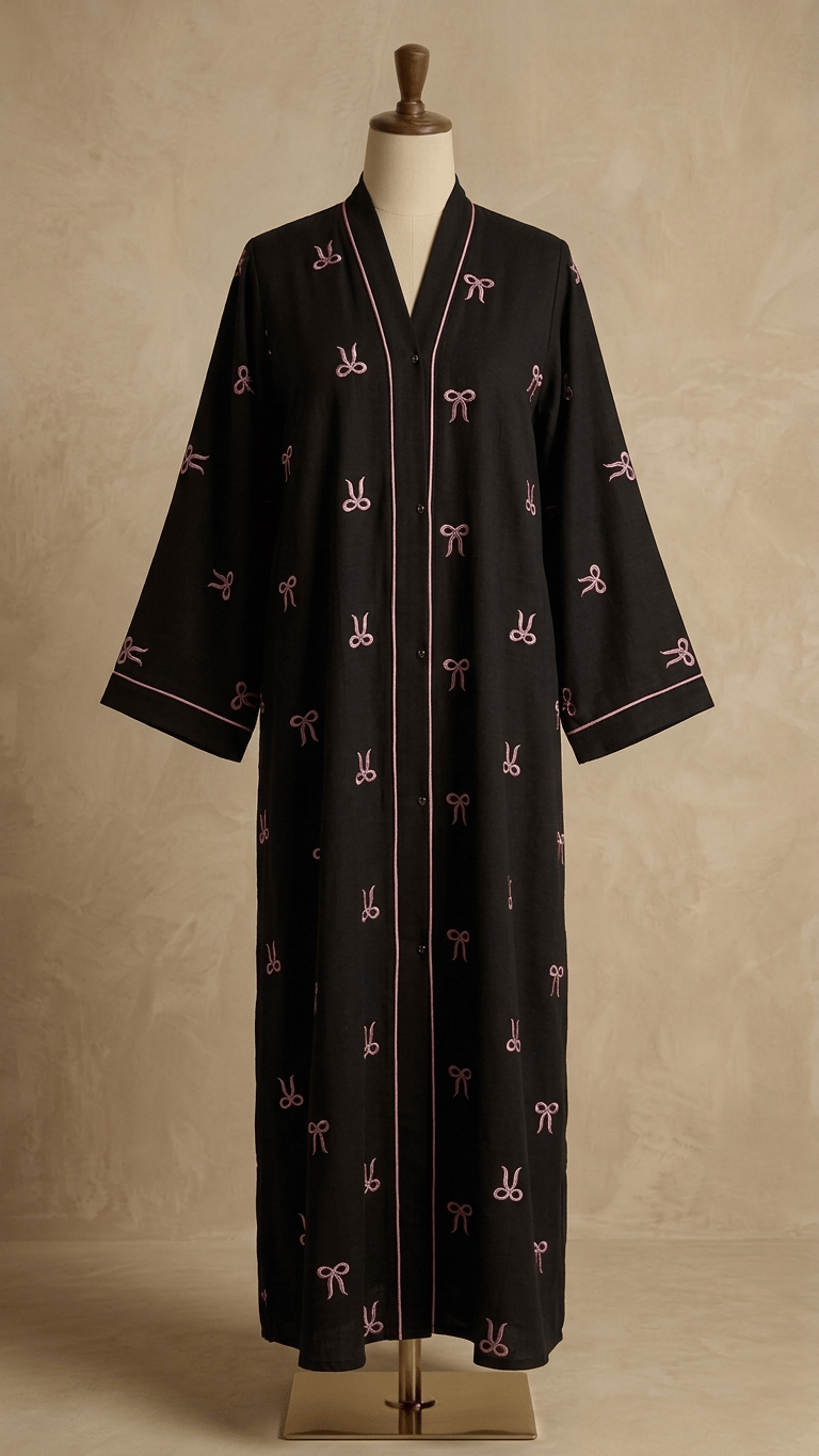 Bows أقواس open front abaya