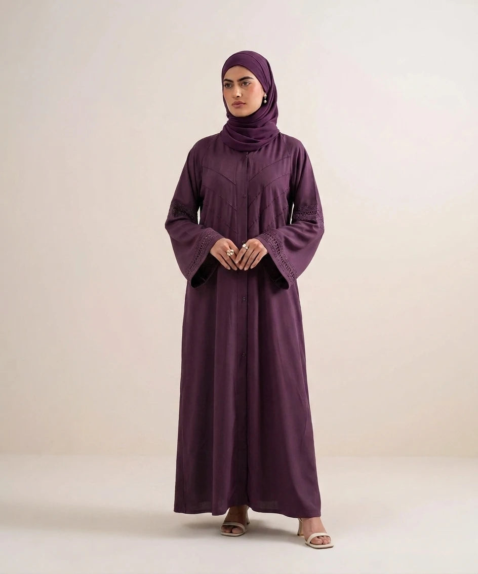 Tarkashi open front abaya.