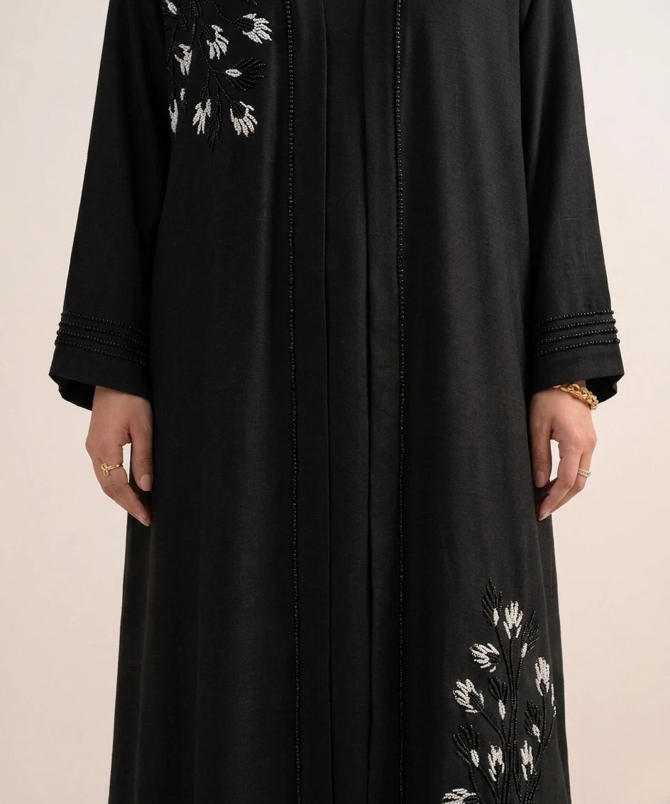 Flourish black embroidery abaya