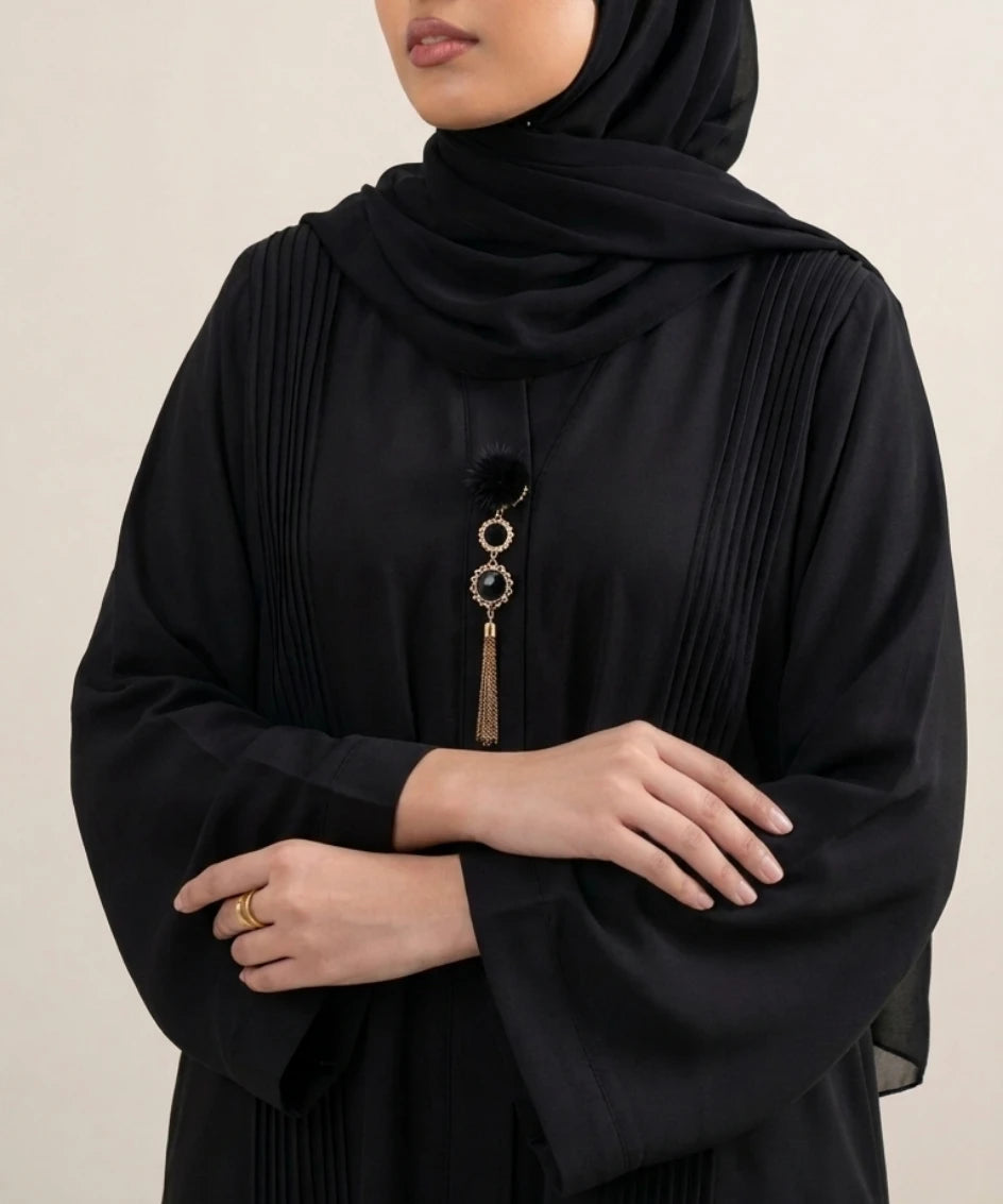 Pleats open front abaya