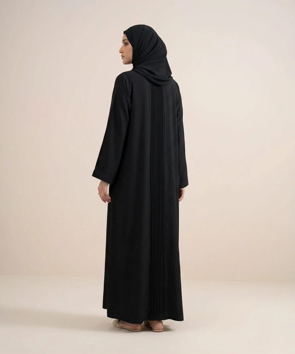 Pleats open front abaya