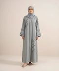 Velora embroidery open front abaya