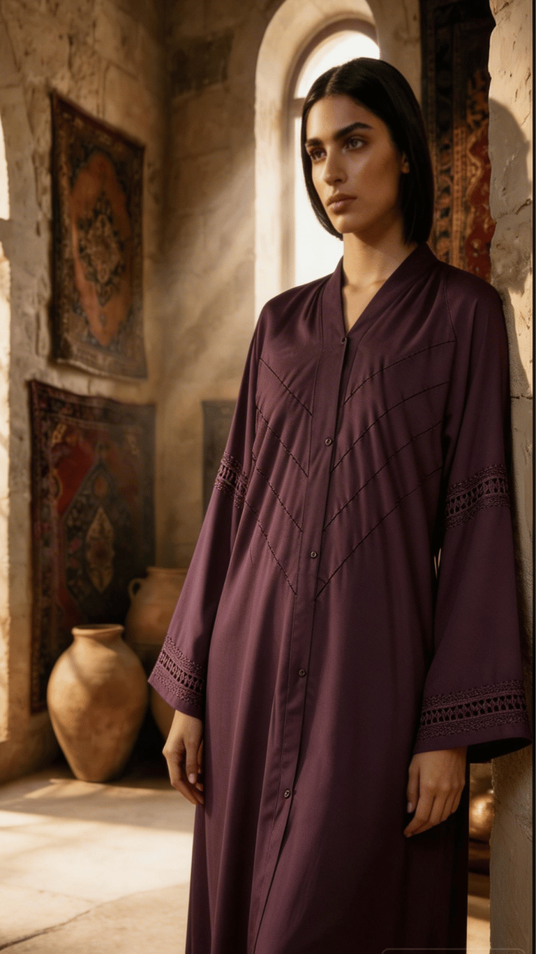 Tarkashi open front abaya.