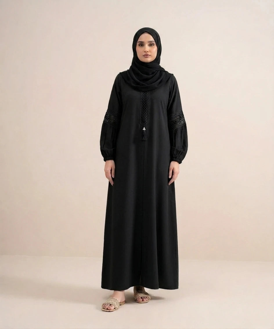 Laceflow stone embroidery abaya