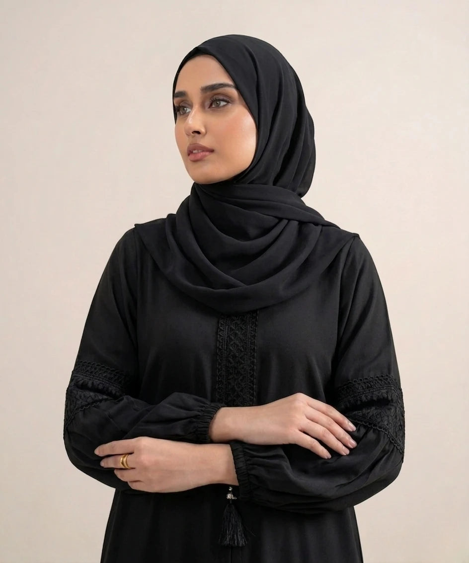 Laceflow stone embroidery abaya