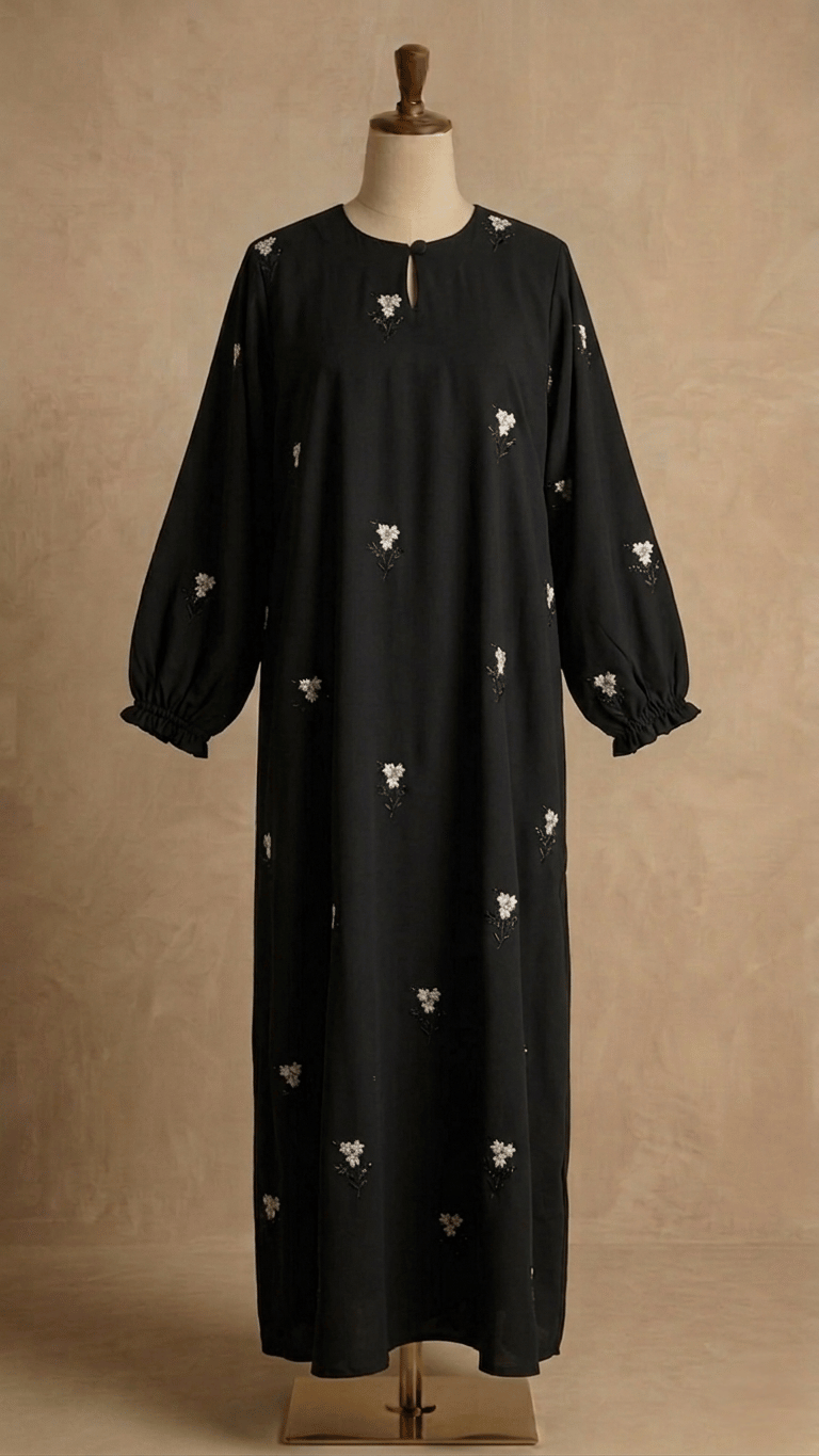 Ethereal embroidery abaya.