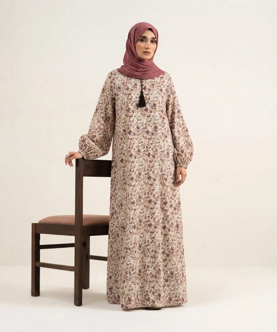 Blossom printed abaya .