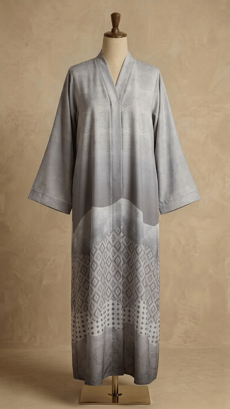 Mirage printed open front abaya