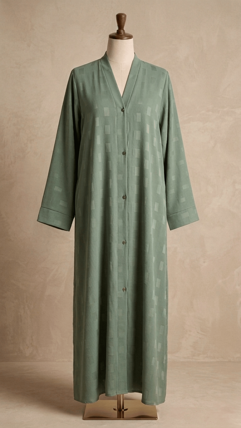 Grid open front abaya