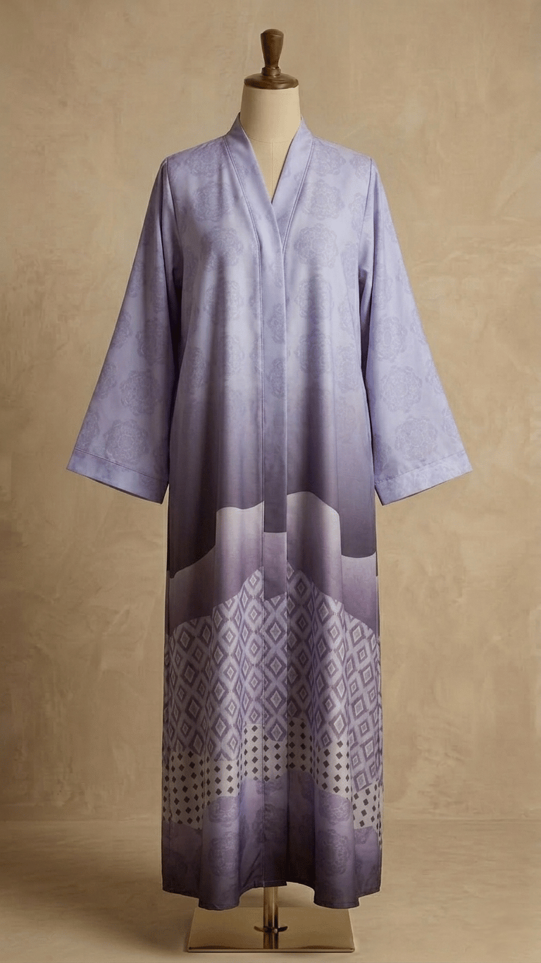 Mirage printed open front abaya