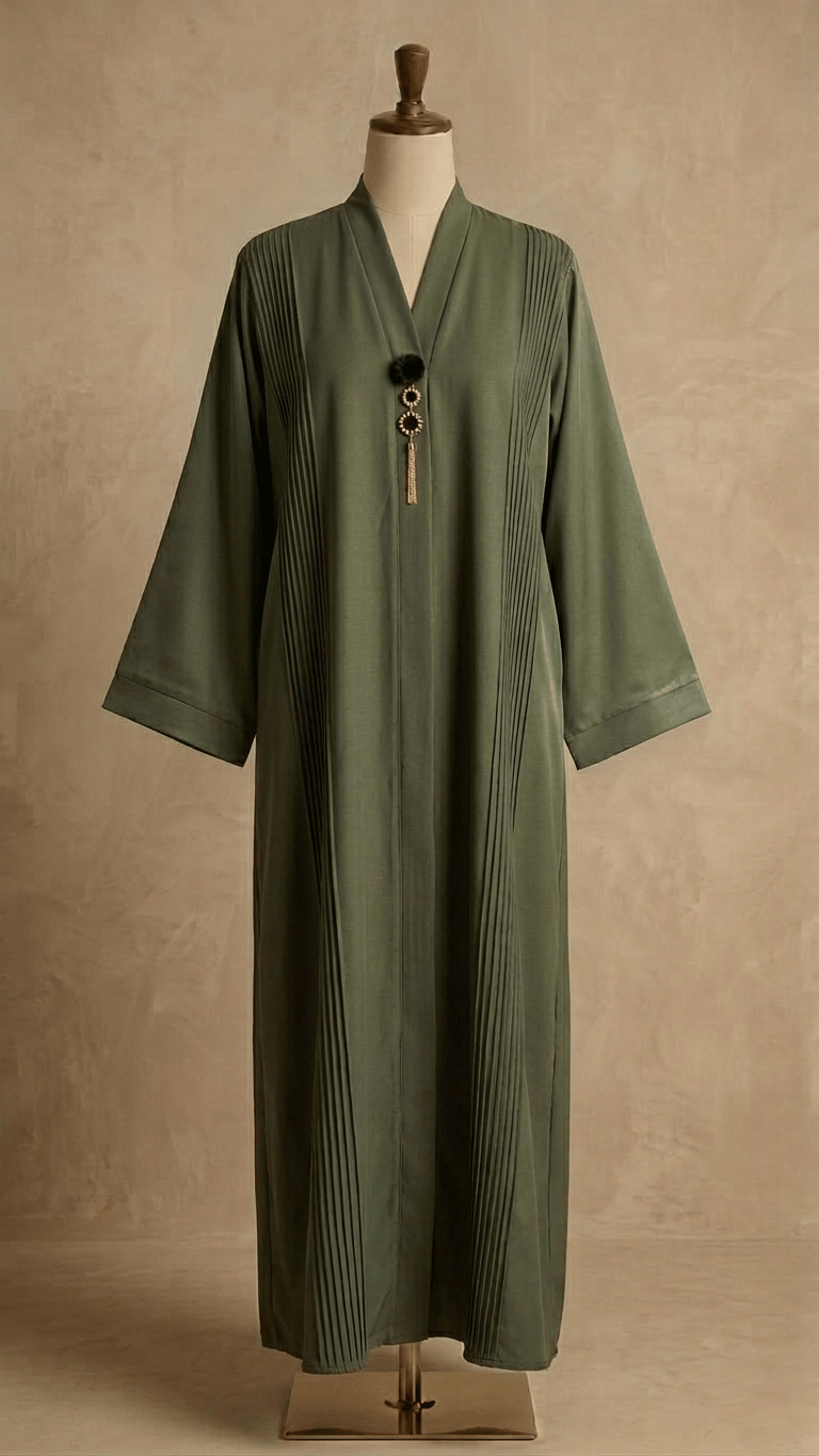 Pleats open front abaya