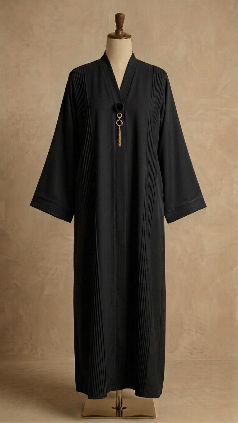 Pleats open front abaya