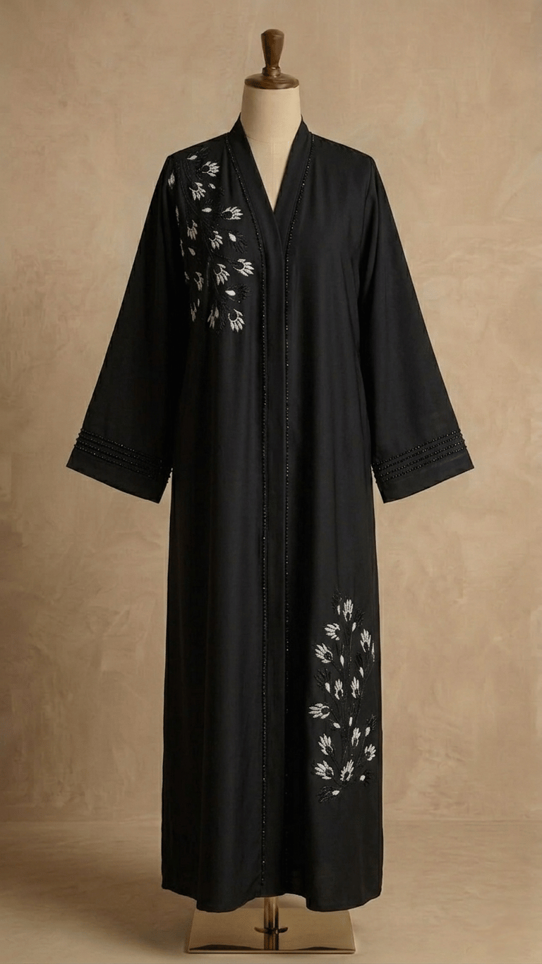 Flourish black embroidery abaya