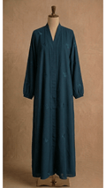 Leaves embroidery open front abaya .