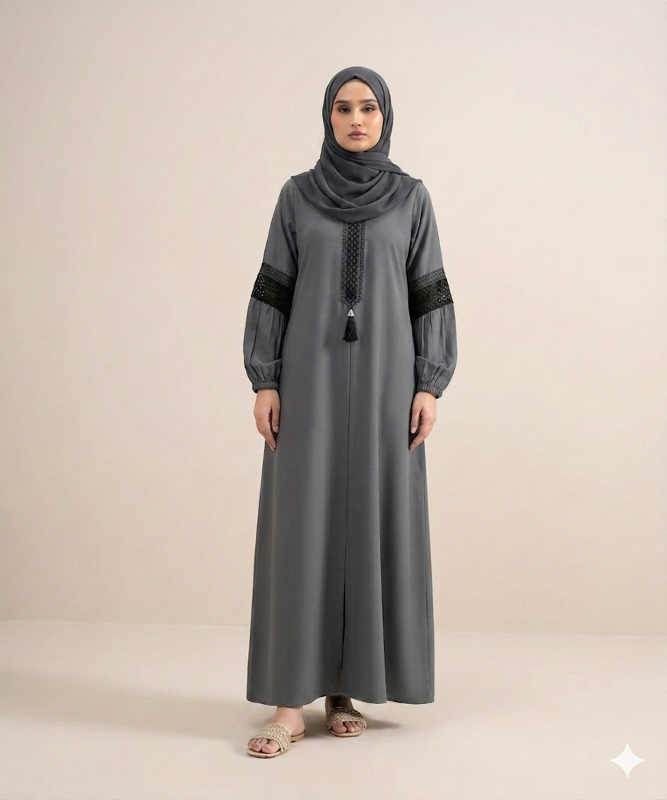 Laceflow stone embroidery abaya