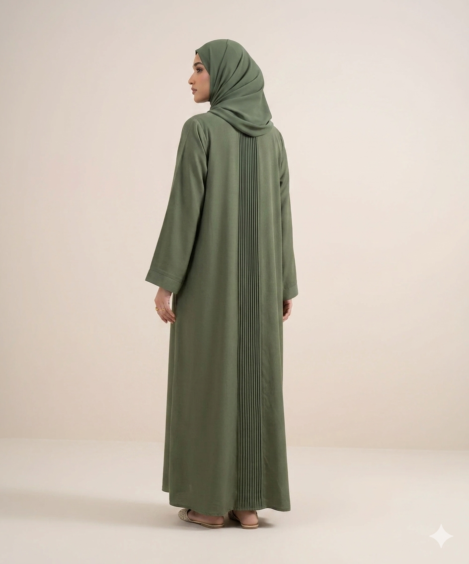 Pleats open front abaya
