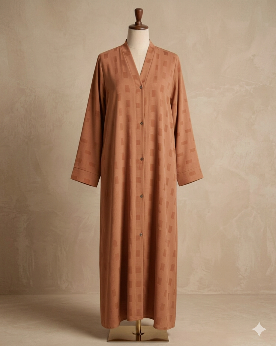 Grid open front abaya