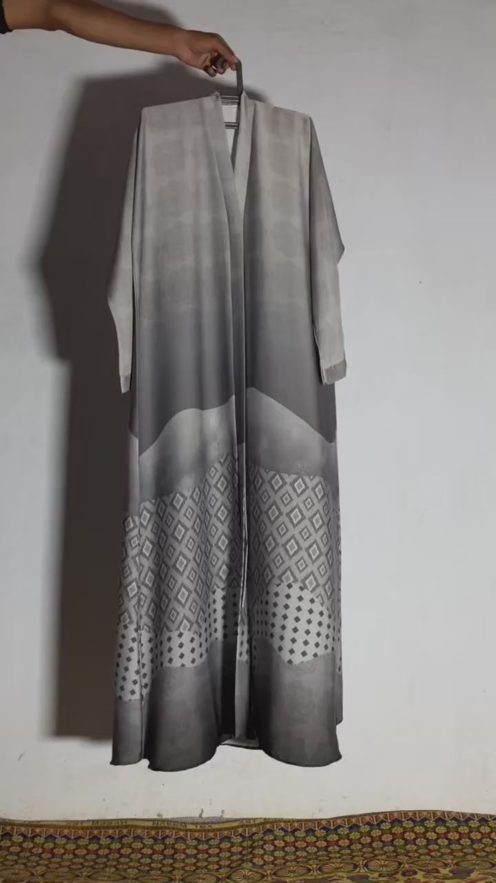 Mirage printed open front abaya